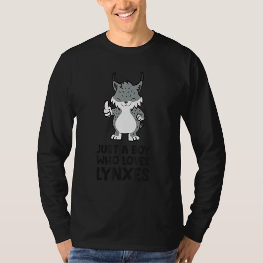 Just a Boy Who Loves Lynxes Cute Lynx Cat T-shirt (Voorkant)