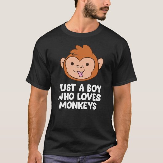 Just a Boy Who Loves Monkeys Cute Monkey T-shirt (Voorkant)