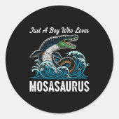 Just A Boy Who Loves Mosasaurus  Ronde Sticker (Voorkant)