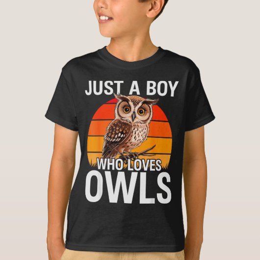 Just A Boy Who Loves Owls For Toddlers Boys Kids B T-shirt (Voorkant)