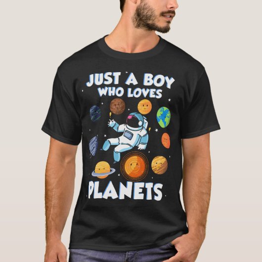 Just A Boy Who Loves Planets Astrology Science Sol T-shirt (Voorkant)