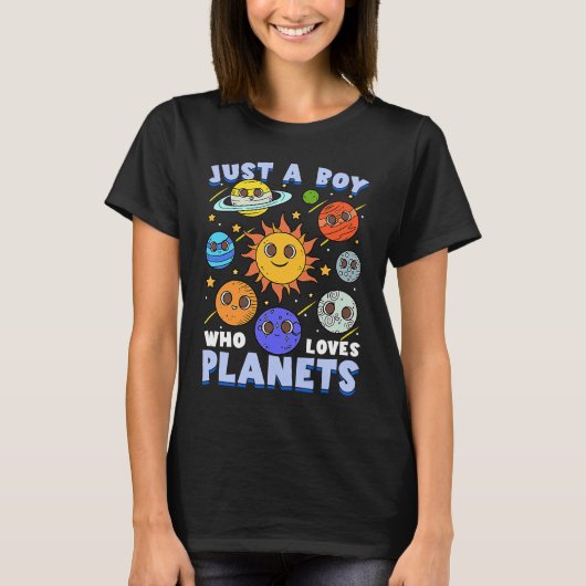 Just A Boy Who Loves Planets Astronomy Solar Syste T-shirt (Voorkant)