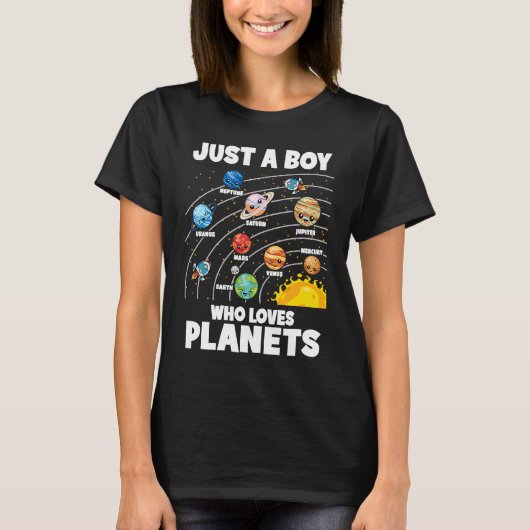 Just A Boy Who Loves Planets Solar System Astrolog T-shirt (Voorkant)