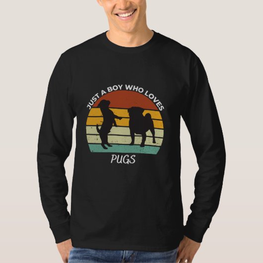 Just a Boy who loves pugs T-shirt (Voorkant)