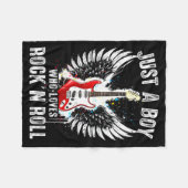 Just A Boy Who Loves Rock And Roll Rock Band Guita Fleece Deken (Voorkant (Horizontaal))
