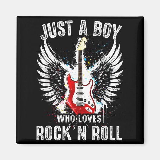 Just A Boy Who Loves Rock And Roll Rock Band Guita Magneet (Voorkant)