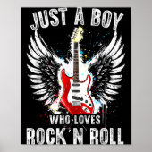 Just A Boy Who Loves Rock And Roll Rock Band Guita Poster (Voorkant)