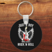 Just A Boy Who Loves Rock And Roll Rock Band Guita Sleutelhanger (Voorkant)
