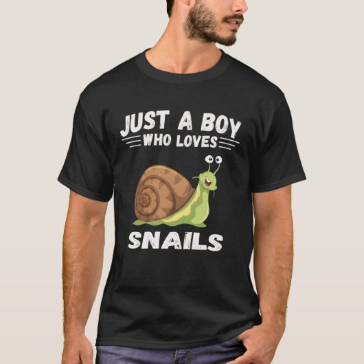 Just A Boy who loves snails Cute snail T-shirt (Voorkant)