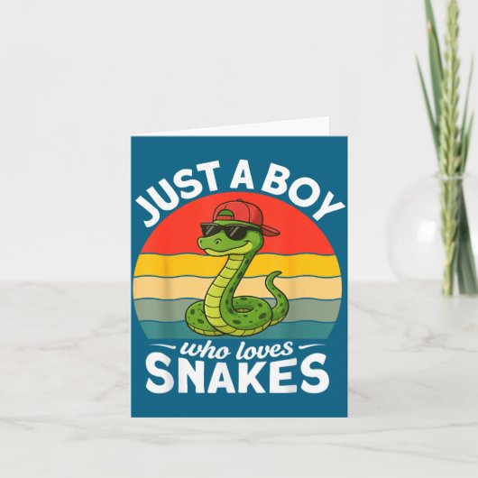 Just A Boy Who Loves Snakes Funny Snake Reptile Ki Kaart (Voorkant)