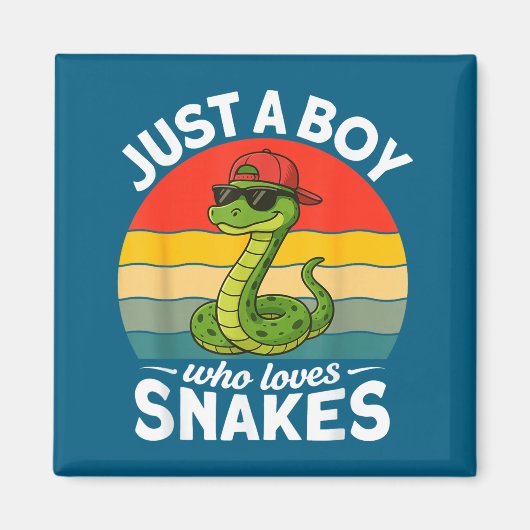 Just A Boy Who Loves Snakes Funny Snake Reptile Ki Magneet (Voorkant)