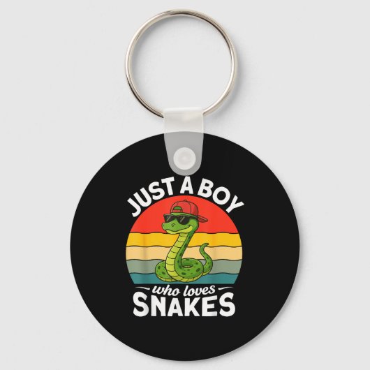 Just A Boy Who Loves Snakes Funny Snake Reptile Ki Sleutelhanger (Voorkant)