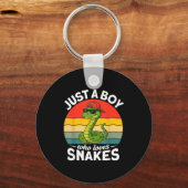 Just A Boy Who Loves Snakes Funny Snake Reptile Ki Sleutelhanger (Voorkant)
