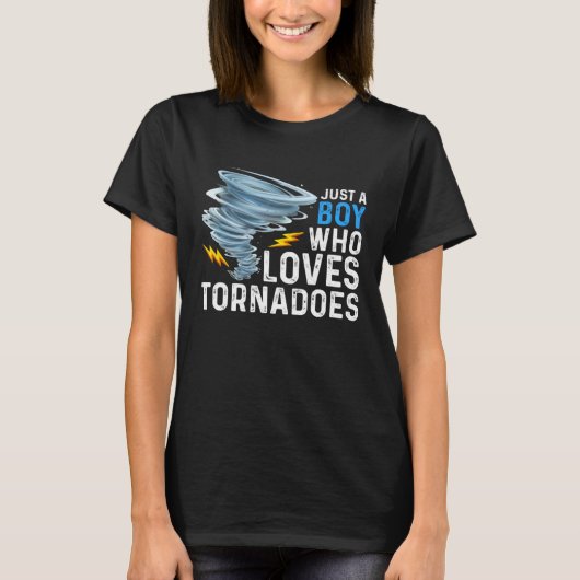 Just A Boy Who Loves Tornadoes Storm Weather Chase T-shirt (Voorkant)