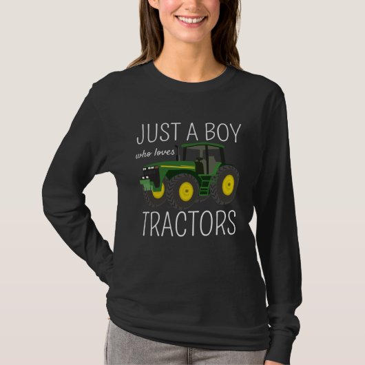 Just A Boy Who Loves Tractors Farming Kids Boys T-shirt (Voorkant)