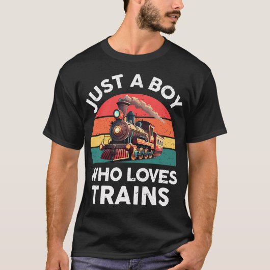 Just A Boy Who Loves Trains Funny Train Lover Todd T-shirt (Voorkant)
