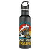 Just A Boy Who Loves Trains Funny Train Toddler Bo Waterfles (Voorkant)