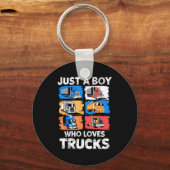 Just A Boy Who Loves Trucks Funny Semi Truck Lover Sleutelhanger (Voorkant)