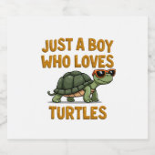 Just a boy who loves turtles Children boy (2) Sparkling Wijnetiket (Enkel label)