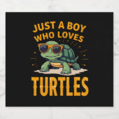 Just a boy who loves turtles Children boy (2) Sparkling Wijnetiket (Enkel label)