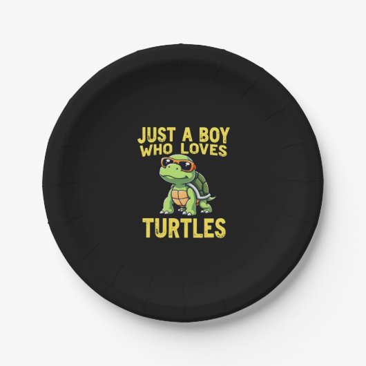Just a boy who loves turtles Children boy (3) Papieren Bordje (Voorkant)