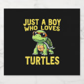 Just a boy who loves turtles Children boy (3) Sparkling Wijnetiket (Enkel label)