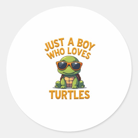 Just a boy who loves turtles Children boy Ronde Sticker (Voorkant)
