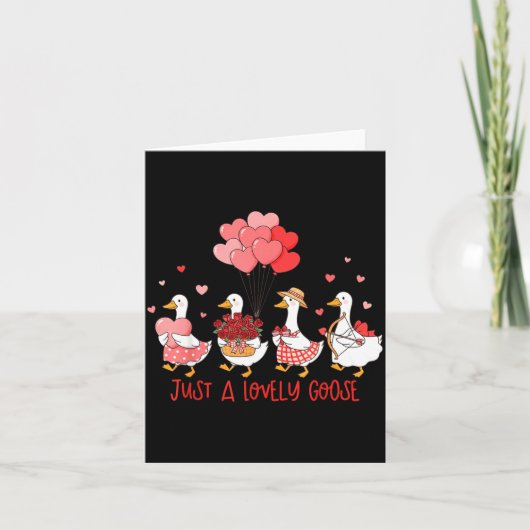 Just A Cute Goose Funny Valentines Shirt For Women Kaart (Voorkant)