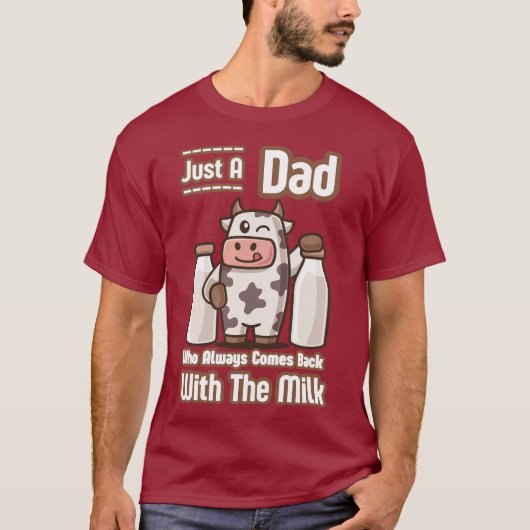 Just A Dad Funny Koe met Milk Dad Jokes Mannen T-shirt (Voorkant)