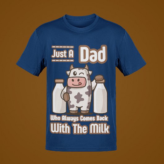 Just A Dad Funny Koe met Milk Dad Jokes Mannen T-shirt