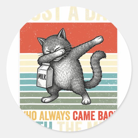Just A Dad Who Always Came Back With The Milk Fath Ronde Sticker (Voorkant)
