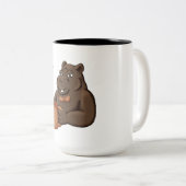 Just a Dapper Hippo Drinking Coffee - Funny Mug Tweekleurige Koffiemok (Voorkant rechts)