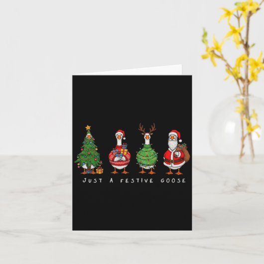 Just A Festive Goose Christmas Funny Silly Holiday Kaart (Gele Bloem)
