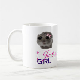 Just a Girl Mug – Cute Sad Hamster  Koffiemok