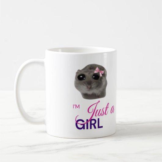 Just a Girl Mug – Cute Sad Hamster  Koffiemok (Links)