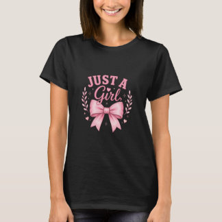 Just A Girl Roze Strik Das T-Shirt