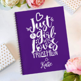 Just a Girl Triathlon houdt van leuke Paarse witte Notitieboek