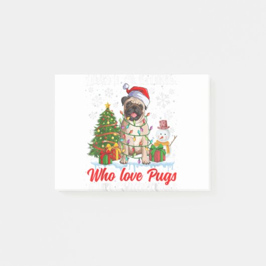 Just A Girl Who Love Pugs & Christmas Pugs Santa X Post-it® Notes (Voorkant)