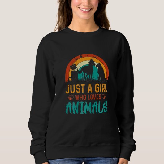 Just A Girl Who Loves Animals Girls Tee Trui (Voorkant)