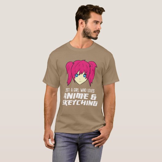 Just a Girl Who Loves Anime And Sketching Funny vi T-shirt (Voorkant volledig)