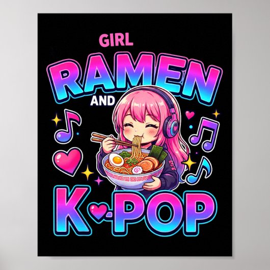 Just A Girl Who Loves Anime Ramen And K-p  Poster (Voorkant)