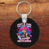 Just A Girl Who Loves Anime Ramen And Sketching Sleutelhanger (Voorkant)
