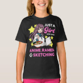 Just A Girl Who Loves Anime Ramen and Sketching T-shirt (Voorkant)
