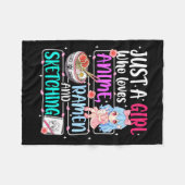 Just A Girl Who Loves Anime Ramen Sketching Japan  Fleece Deken (Voorkant (Horizontaal))