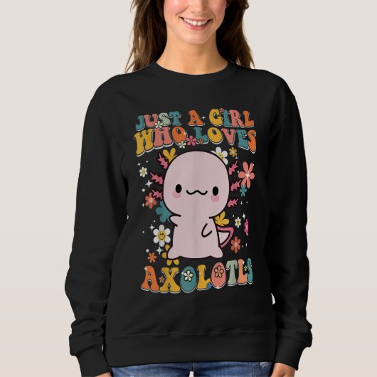 Just A Girl Who Loves Axolotls Retro Groovy Axolot Trui (Voorkant)