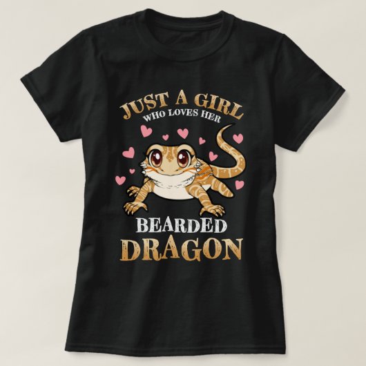 Just A Girl Who Loves Bearded Dragon Reptile Lizar T-shirt (Design voorkant)