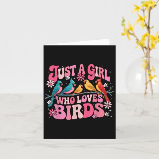 Just A Girl Who Loves Birds Funny Birds Lover Bird Kaart (Gele Bloem)