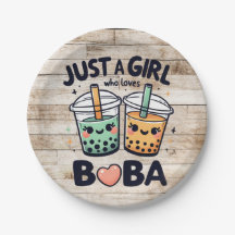 Just a Girl Who Loves Boba" Papieren Borden