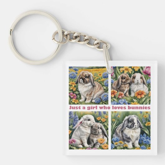 Just a girl who loves bunnies sleutelhanger (Voorkant)
