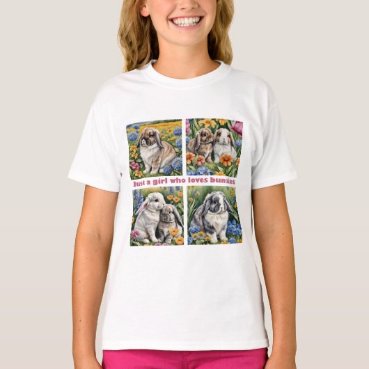 Just a girl who loves bunnies t-shirt (Voorkant)